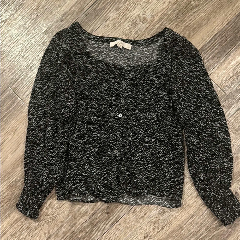 LOFT Black Patterned Women’s Blouse